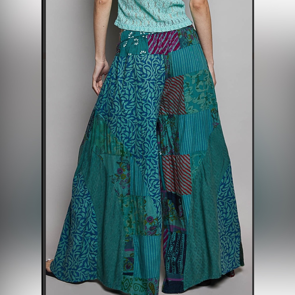 POL Teal Patchwork Wide-Leg Pants - image 2